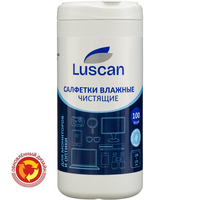 Салфетки влажные для экранов Luscan (Attache Selection) с  антистатическим эффектом 13x17 см (100 штук в тубе)
