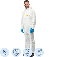 Комбинезон одноразовый с капюшоном Jeta Safety JPC60 белый 65 г/кв.м  (размер L)