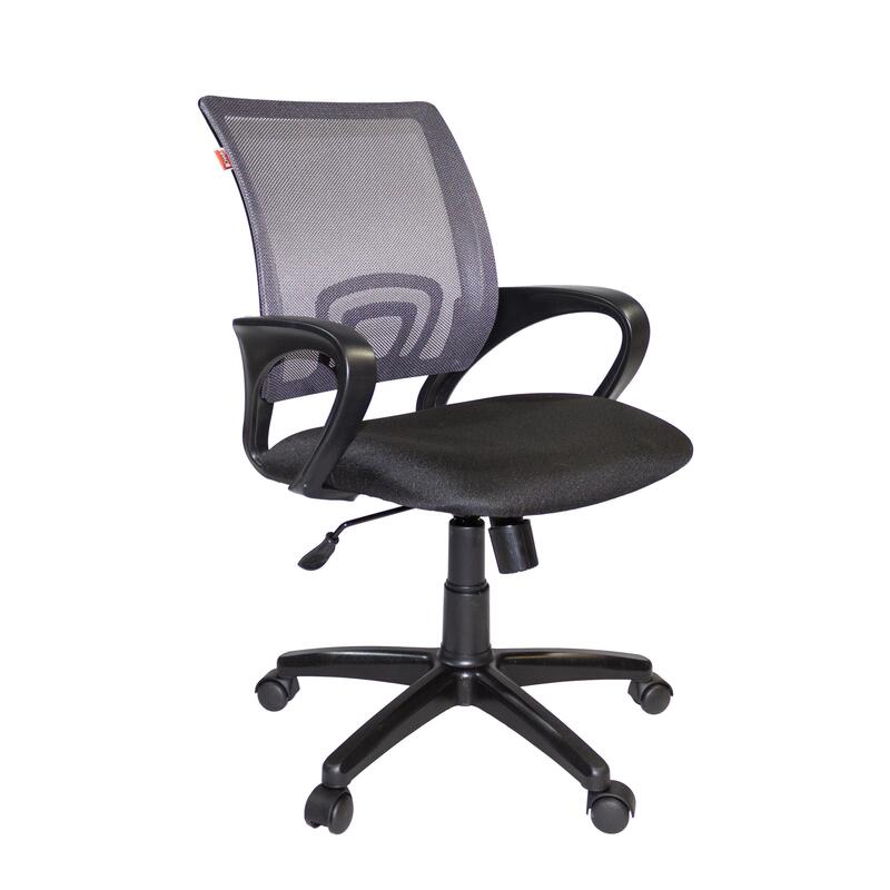 Кресло офисное easy chair 304 серое черное сетка ткань пластик