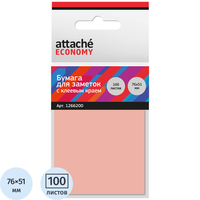 Стикеры Attache Economy 76x51 мм неоновый розовый (1 блок на 100 листов)