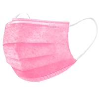 Маска медицинская одноразовая трехслойная розовая на резинке (50 штук в упаковке)