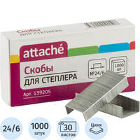 Скобы для степлера Attache N24/6 с цинковым покрытием (1000 штук в  упаковке)