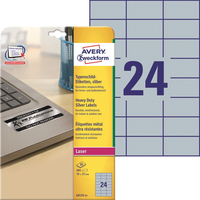 Этикетки самоклеящиеся Avery Zweckform для инвентаризации серебристые 70х37 мм (24 штуки на листе, 20 листов, артикул производителя L6133-20)