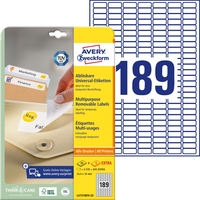 Этикетки самоклеящиеся удаляемые Avery Zweckform (L4731REV-25) 25,4х10  мм 189 штук на листе белые (25 листов в упаковке)