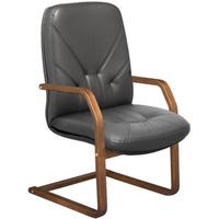 Конференц-кресло Менеджер черный/орех (натуральная кожа, дерево орех)