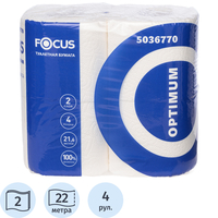 Бумага туалетная Focus Optimum 2-слойная белая (4 рулона в упаковке)