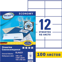 Этикетки самоклеящиеся Europе 105x48 мм 12 штук на листе белые (100  листов в упаковке)