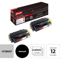 Картридж лазерный Комус 80X CF280XF для HP черный совместимый повышенной емкости (двойная упаковка)