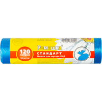 Мешки для мусора Ромашка 120 л синие (ПНД 11 мкм, 10 штук)