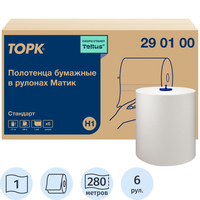 Полотенца бумажные рулонные Tork (Tellus) H1 1-слойные белые 6 рулонов  по 280 метров (290100)