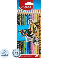 Карандаши цветные Maped Color'Peps Animals 12 карандашей 12 цветов  трёхгранные
