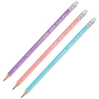 Карандаш чернографитный НВ с ластиком Maped Black Pep's Pastel  заточенный трехгранный (3 штуки в наборе, 851719)