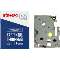 Картридж Комус TZE-334 для принтера этикеток Brother (12 мм х 8 м, цвет  ленты черный, шрифт золотистый)