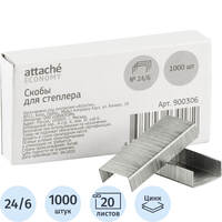 Скобы для степлера Attache Economy №24/6 с цинковым покрытием (1000 штук  в  упаковке)