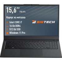Ноутбук 15.6 BigTech R157 Intel Core i7-1255U/16 Гб/SSD 512 Гб/Intel UHD  Graphics (I5B9W-W6)
