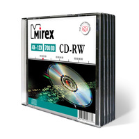 Диск CD-RW Mirex 0.7 ГБ 4x -12x slim box (5 штук в упаковке)