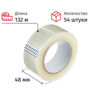 Клейкая лента упаковочная 48 мм х 132 м 45 мкм прозрачная (54 штуки в упаковке)