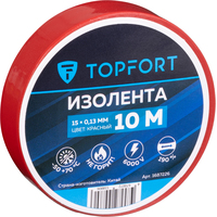 Изолента TOPFORT ПВХ 15 мм x 10 м красная (1687226)