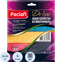 Салфетки хозяйственные Paclan Deluxe микрофибра 30x30 см 240 г/кв.м  разноцветные (4 штуки в упаковке)