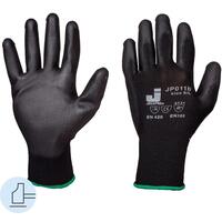 Перчатки рабочие защитные Jeta Safety JP011 нейлоновые с полиуретановым  покрытием черные (4 нити, 13 класс, размер 10 (XL), 12 пар в упаковке)