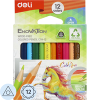 Карандаши цветные Deli Enovation mini 12 карандашей 12 цветов  трёхгранные (укороченные)