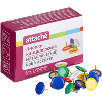 Кнопки канцелярские Attache металлические (шляпка 10 мм, 50 штук в  упаковке)