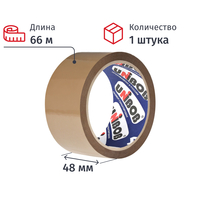 Клейкая лента упаковочная Unibob 400 48 мм х 66 м 40 мкм коричневая