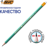 Карандаш чернографитный HB с ластиком Bic Evolution Эко заточенный  шестигранный