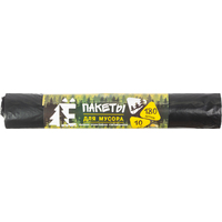 Мешки для мусора Ромашка 180 л черные (ПВД 20 мкм, 10 штук)