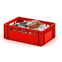 Ящик (лоток) мясной из полиэтилена 600x400x200 мм красный морозостойкий ударопрочный