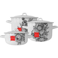 Набор кастрюль с крышками Лысьвенские эмали Urban flower 550001979  эмалированная сталь 6 предметов (1.45 л, 2.9 л, 4.3 л)