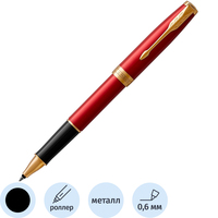 Роллер Parker Sonnet Intense Red Lacquer GT цвет чернил черный, цвет  корпуса красный (артикул производителя 1931475)