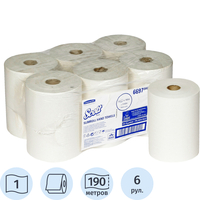 Полотенца бумажные рулонные Kimberly Clark 1-слойные белые 6 рулонов по  190 метров (6697)