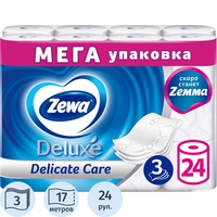 Бумага туалетная Zewa Deluxe 3-слойная белая (24 рулона в упаковке)