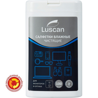 Салфетки влажные для экранов Luscan (Attache Selection) с  антистатическим эффектом 9x11.5 см (100 штук в мини-тубе)