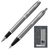 Набор пишущих принадлежностей Parker IM Duo Stainless Steel CT  (шариковая ручка, перьевая ручка, артикул производителя 2183058)