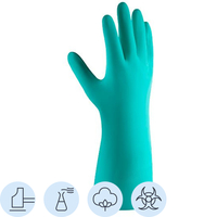 Перчатки КЩС нитриловые Jeta Safety JN711 с хлопковым напылением зеленые  (размер 10, XL)