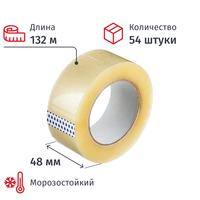Клейкая лента упаковочная 48 мм х 132 м 50 мкм прозрачная морозостойкая  (54 штуки в упаковке)
