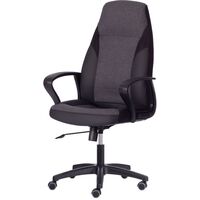 Кресло для руководителя Easy Chair Impreza серое/чёрное (искусственная  кожа/сетка/ткань, пластик)