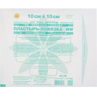 Пластырь-повязка Leiko plaster 10x10 см эластичный с абсорбирующей подушечкой (50 штук в упаковке)