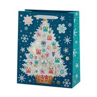 Пакет подарочный ламинированный новогодний Белая ель (32.4x26х12.7 см)