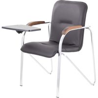 Конференц-кресло Easy Chair Samba CH черное/темный орех (искусственная  кожа, металл хромированный)