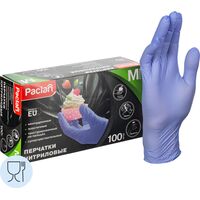 Перчатки одноразовые Paclan нитриловые неопудренные синие (размер M, 100  штук/50 пар в упаковке)