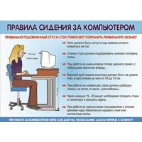 Плакат Statuya для начальной школы Правила сидения за компьютером  (1400x1000 мм)