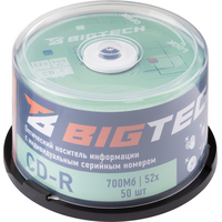 Диск CD-R BigTech 700 МБ 52x cake box YCDRB002 (50 штук в упаковке)