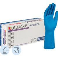 Перчатки КЩС DELTAGRIP High Risk латексные неопудренные удлиненные синие  (размер XL, 50 штук/25 пар в упаковке)