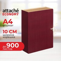 Папка архивная на 2-х завязках Attache Economy 100 мм бумвинил до 900 листов бордовая складная