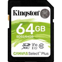 Карта памяти 64 ГБ SDXC Kingston Canvas Select Plus UHS-I U1 V10  (SDS2/64Gb)