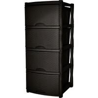 Комод Keeplex Rattan четырехсекционный (каштан темный, 480х410х945 мм)