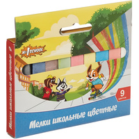 Мел школьный цветной Комус Класс (№1 School) Шустрики (9 штук в  упаковке)